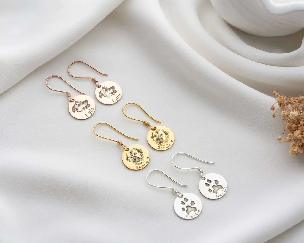 Pet Photo Earrings with Name