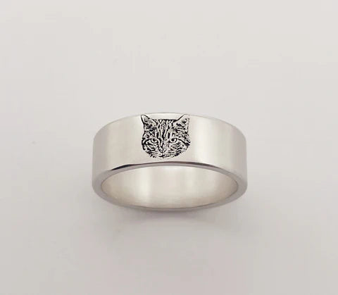 Men's Rings with Custom Pet Silhouette Engravings