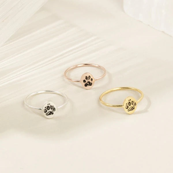 Men's Rings with Custom Pet Paw Print Engravings