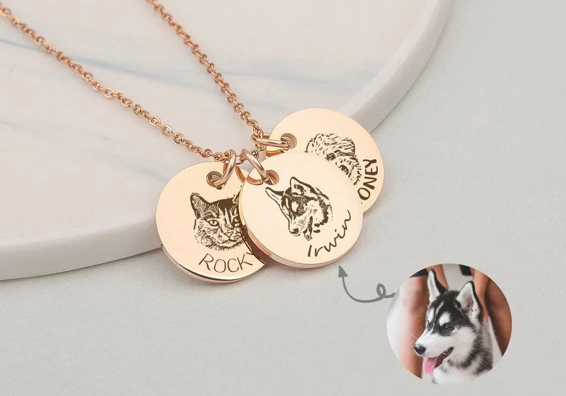 Custom Dog Necklaces With Name & Face Photo For Dog Lover