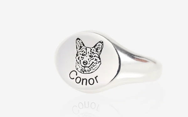 Custom Engraved Pet Face Ring: Puppy Ring For You