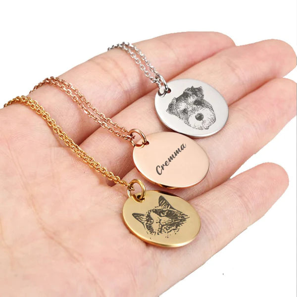 Engraved Dog Tag Necklaces and Two-Sided Pet Photo Keychains