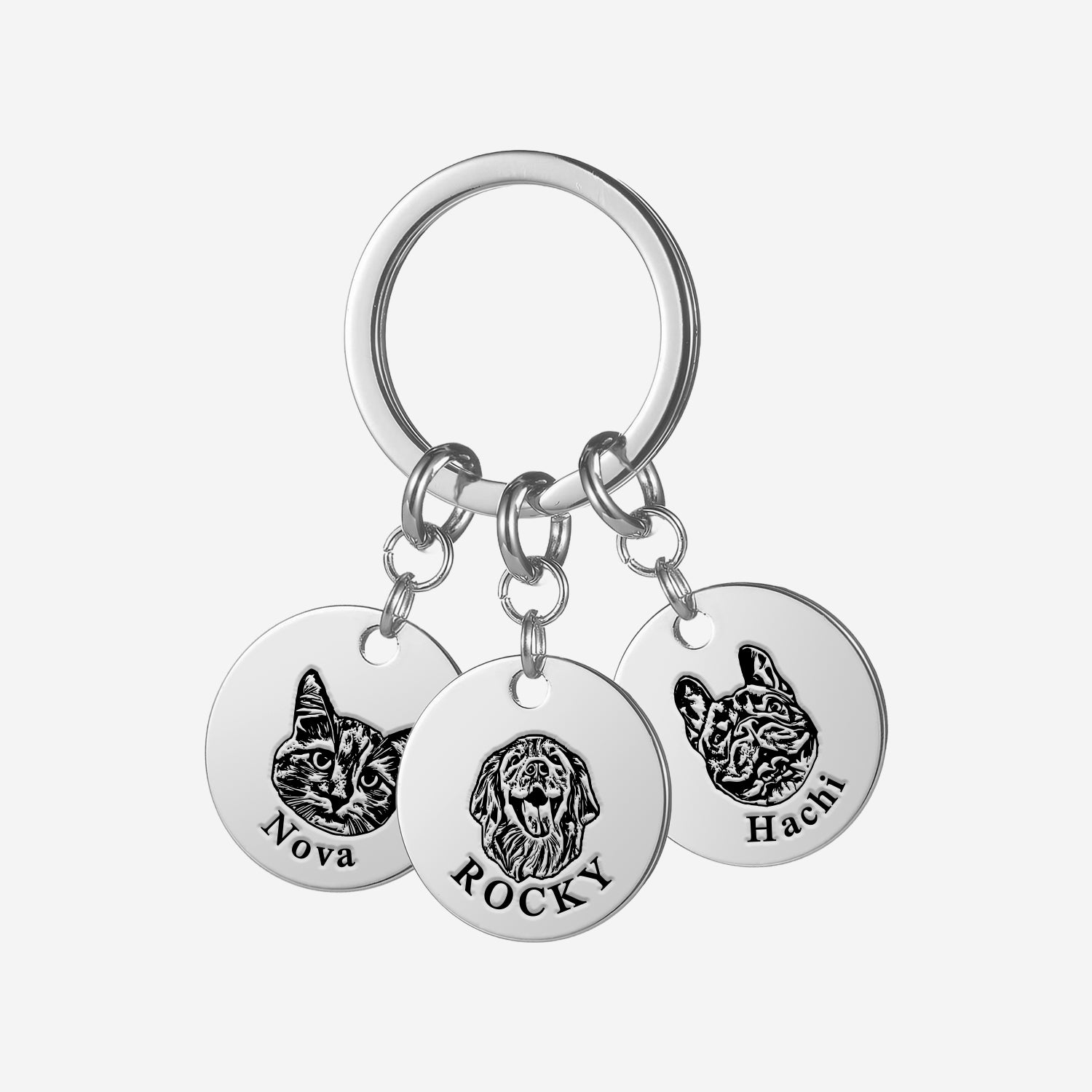 Pet Face Keychain Deep Engraving