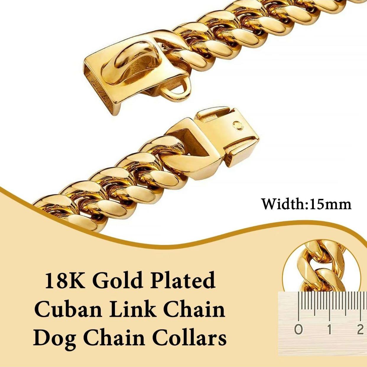 15MM/19MM new anti-bite stainless steel gold collar titanium steel dog leash dog collar collar