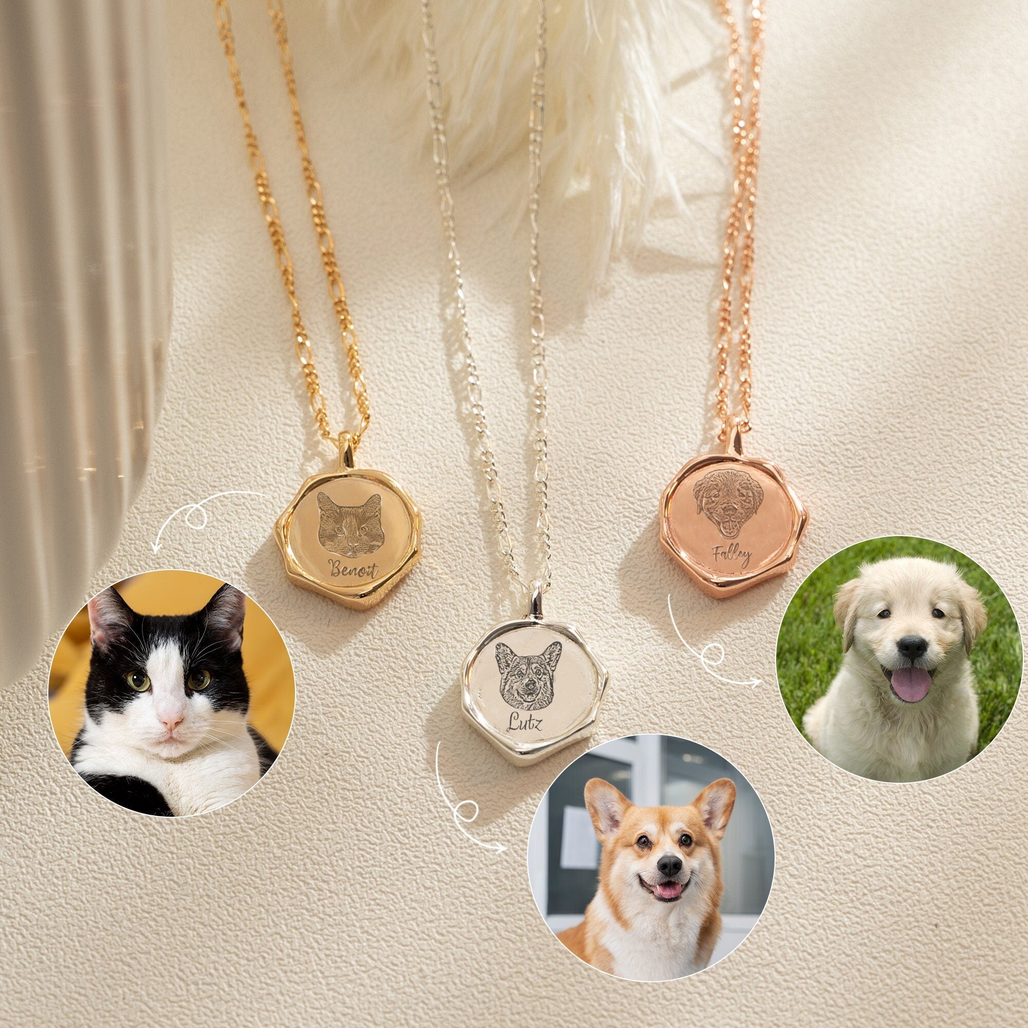 Engraved pet portrait necklace hotsell