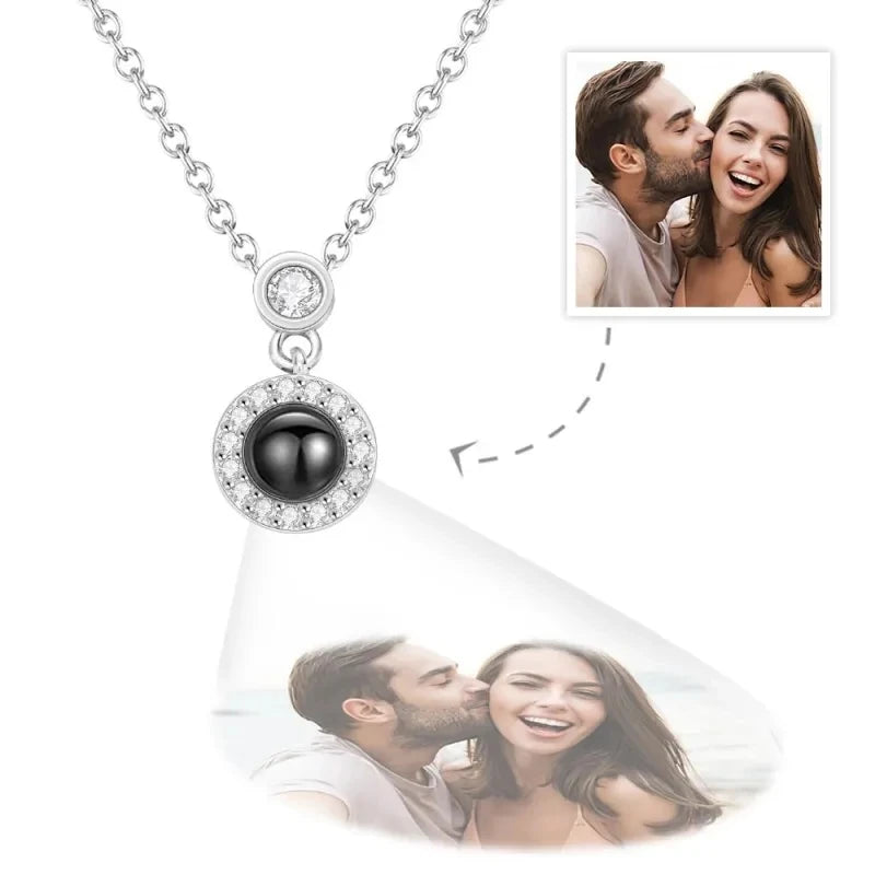 Custom Photo Projection Necklace With Picture Inside Love Projection