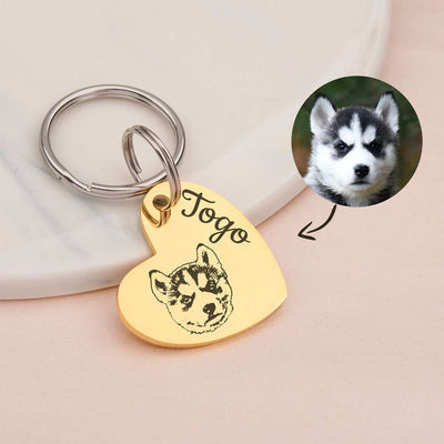 Personalized Pet Keychain Heart Pendant