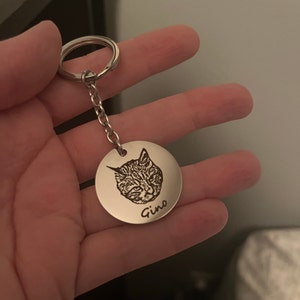 Pet Portrait Custom Name Keychain