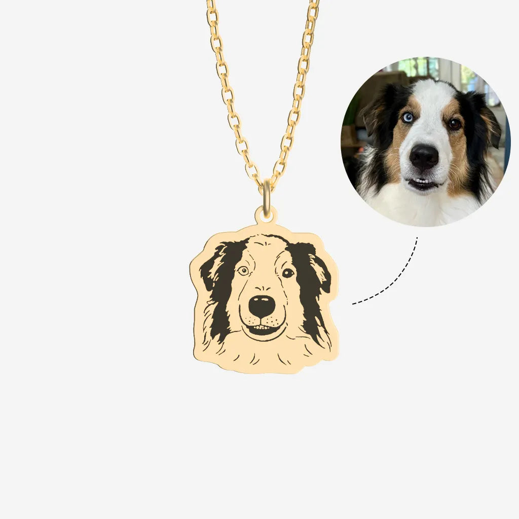 Personalized Drawings Engraved Pet Portraits Custom Necklace