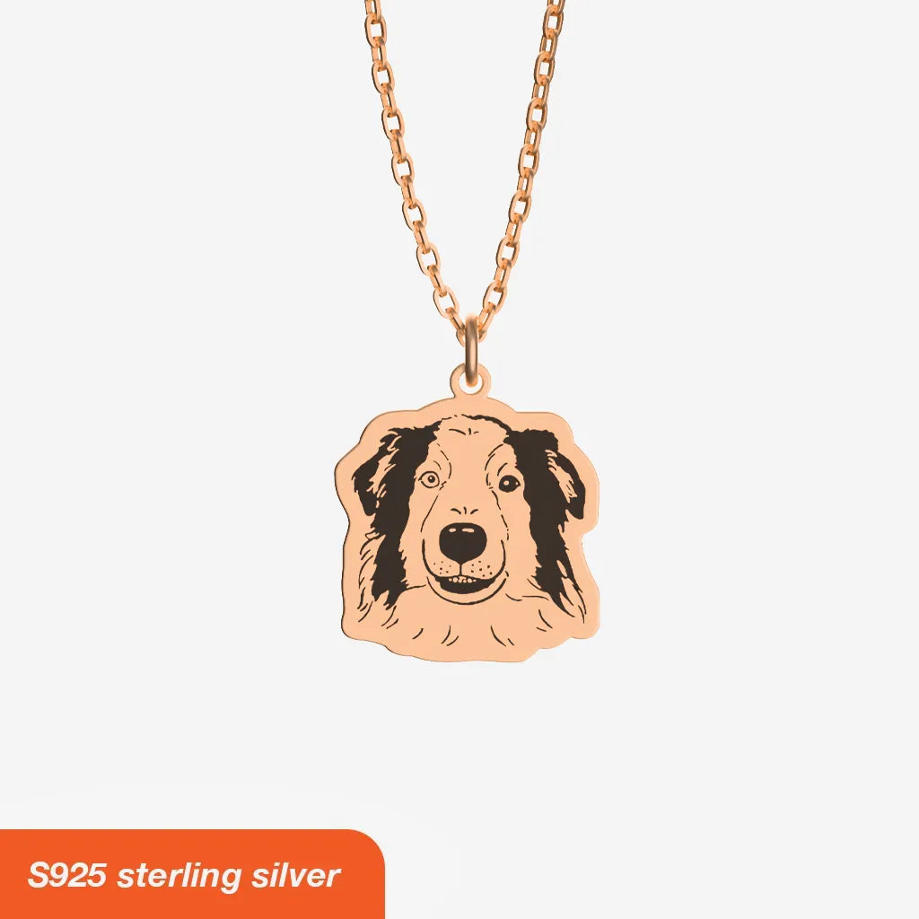 Personalized Drawings Engraved Pet Portraits Custom Necklace