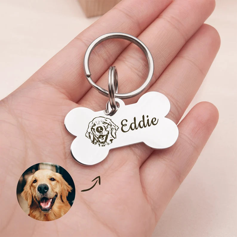 Bone Pet Portrait Keychain