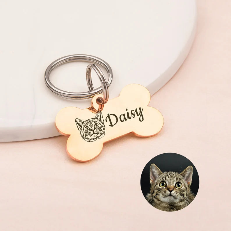 Bone Pet Portrait Keychain