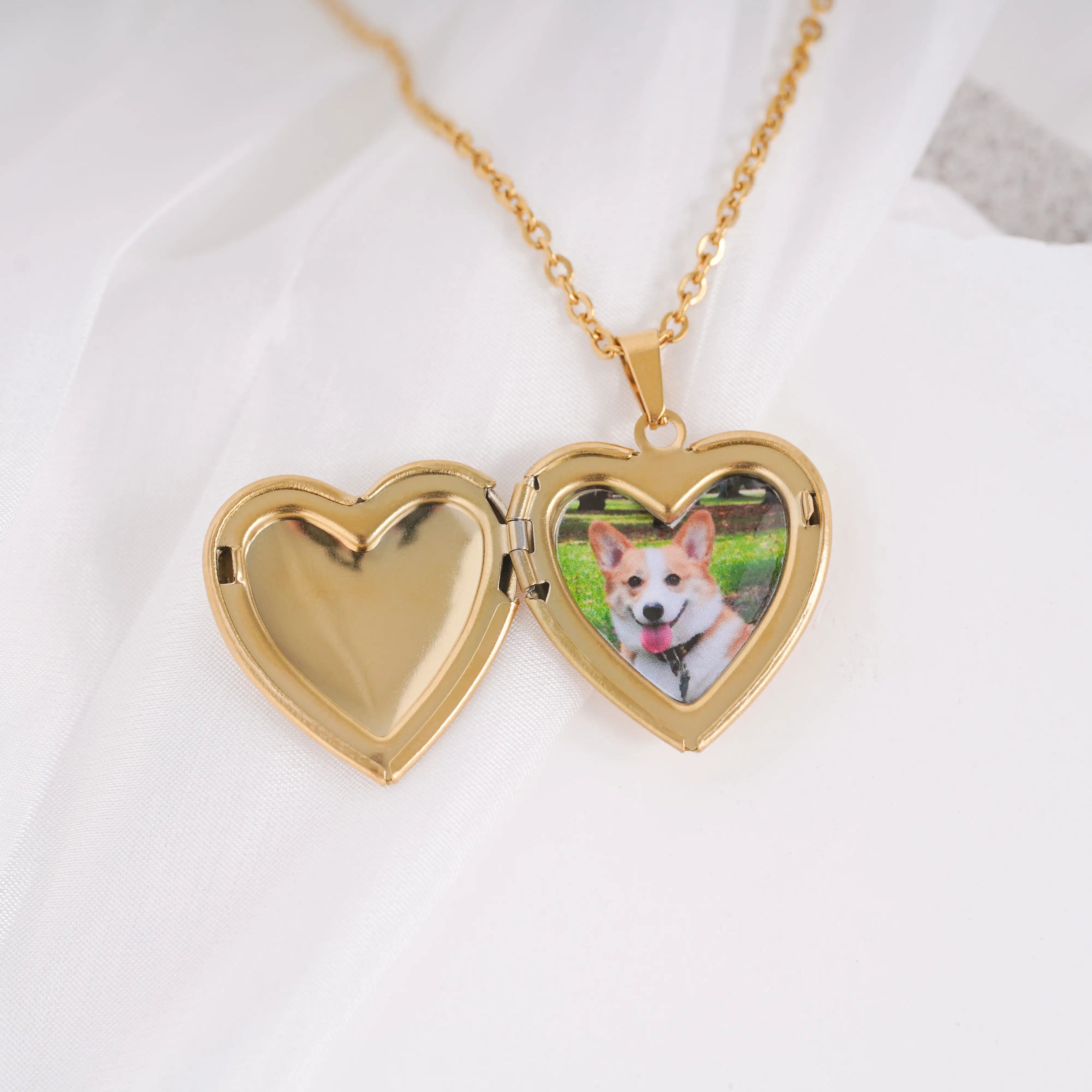 Customized Dog Necklace with picture gold