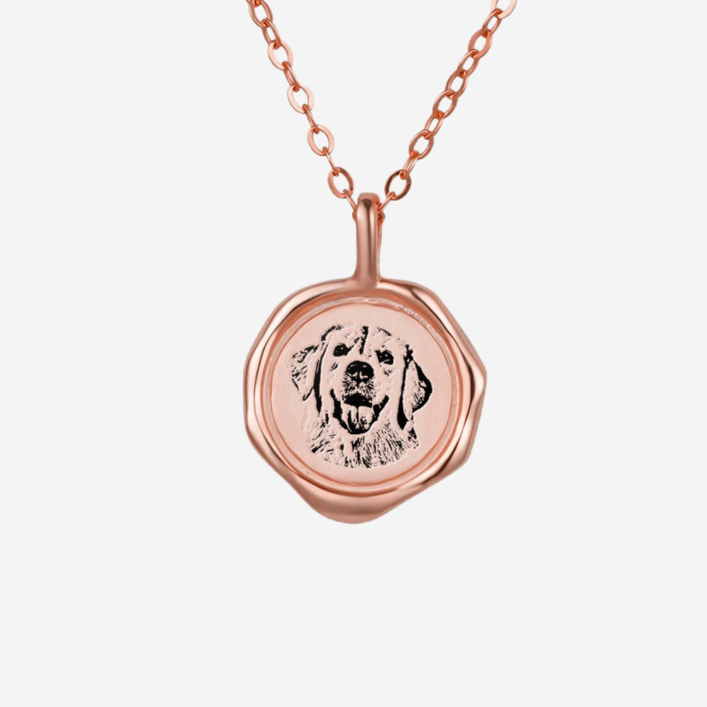 Customized Dog Necklace with Picture Rose Gold