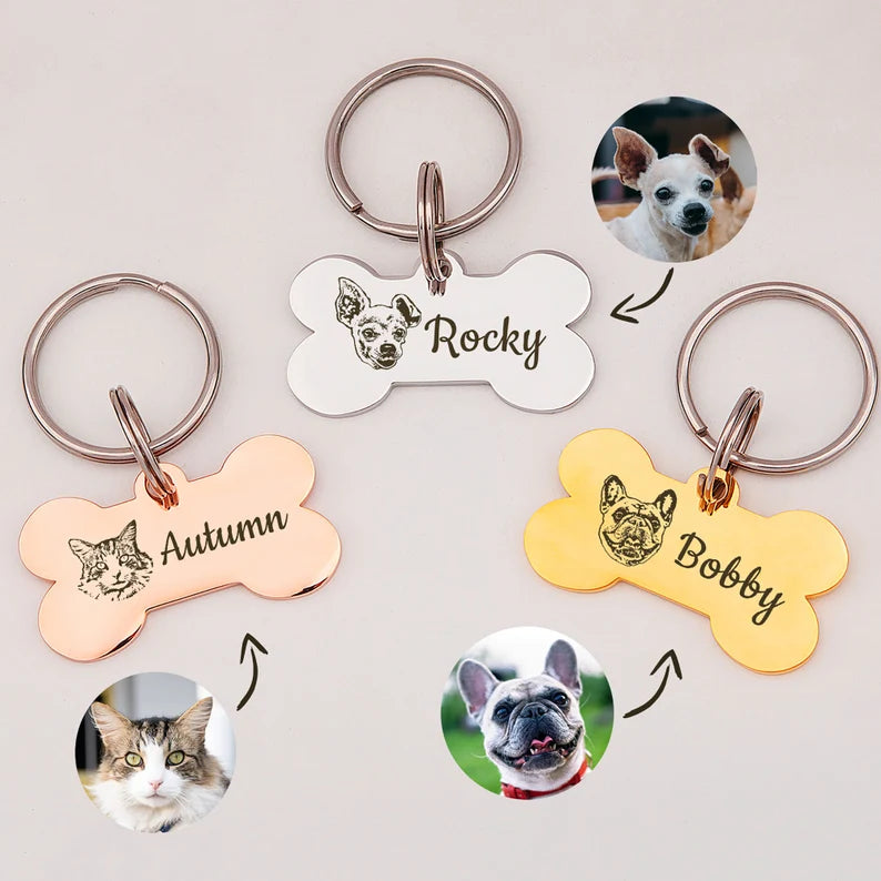 Bone Pet Portrait Keychain