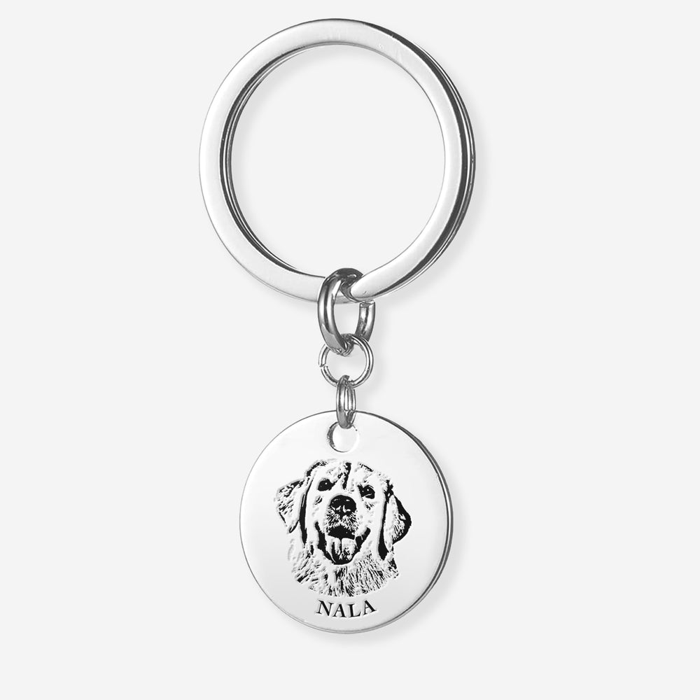 Custom Pet Face Keychain Silver