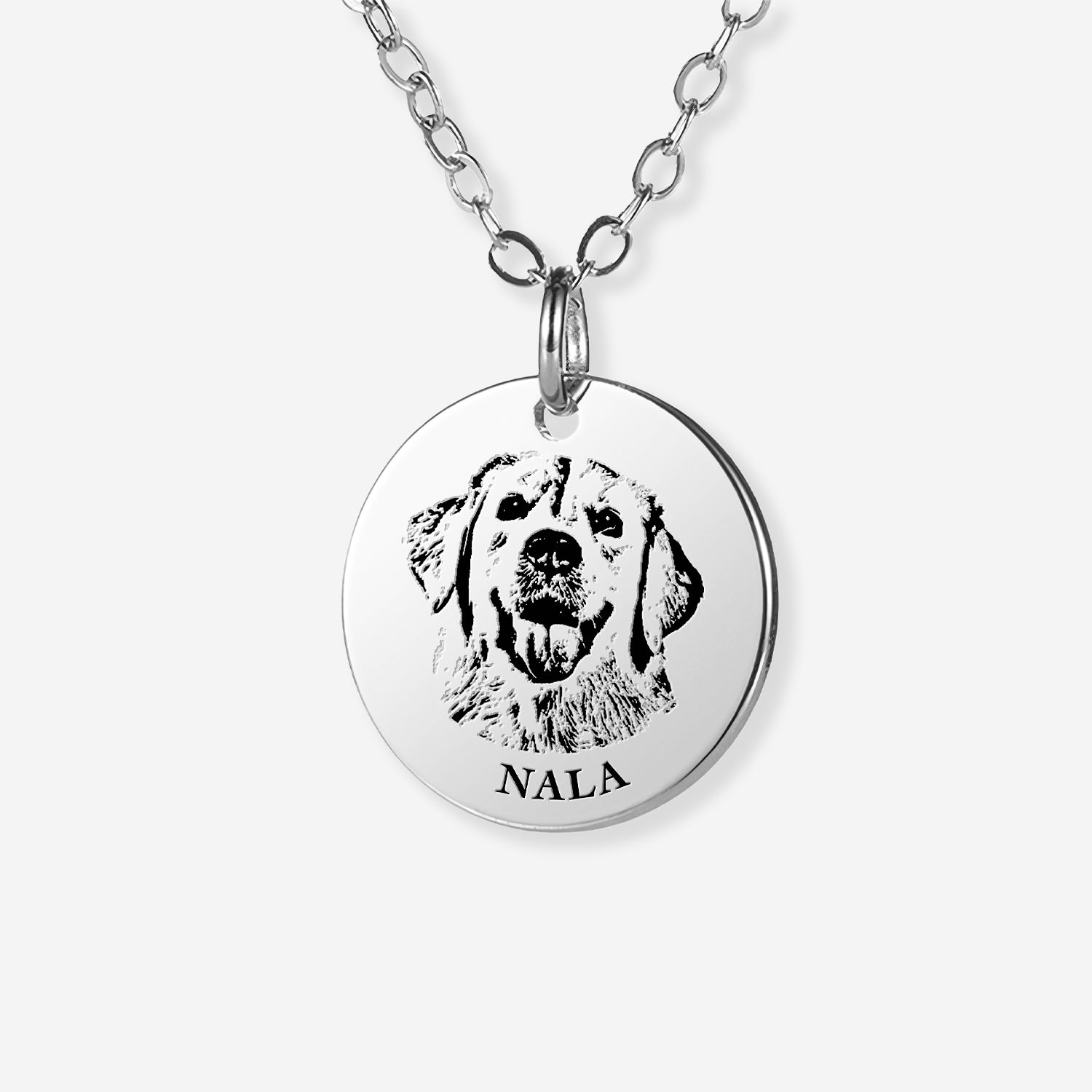 Custom Pet Face Necklace Silver