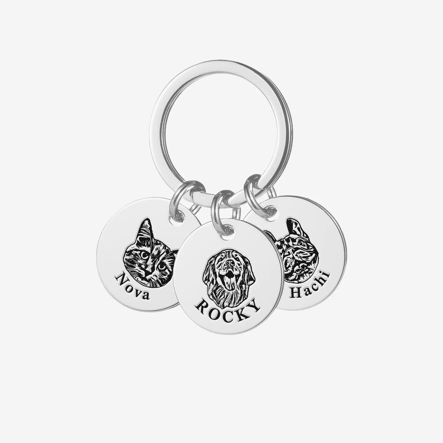 Pet Face Keychain Deep Engraving