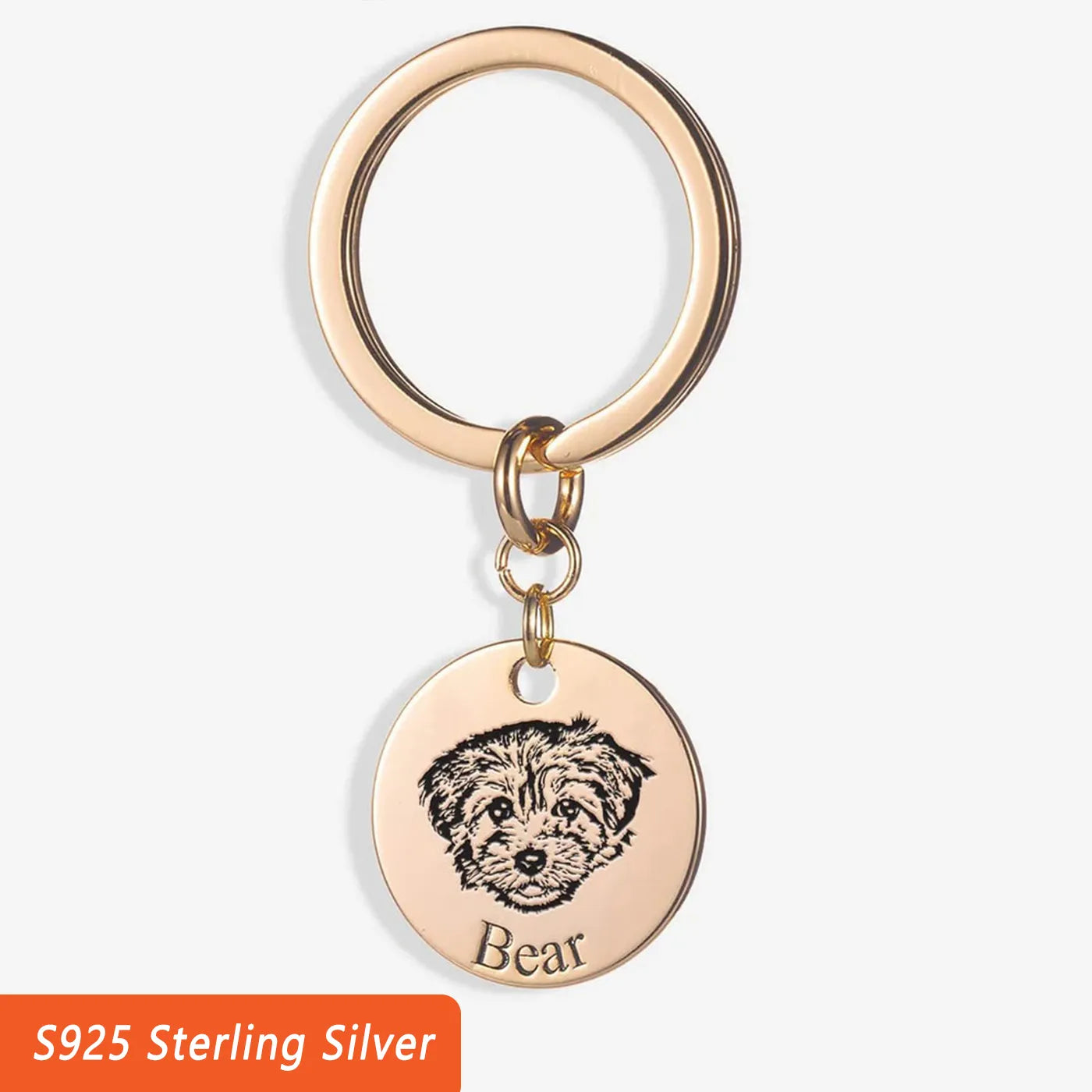 Sterling Silver Custom Dog Face Keychain