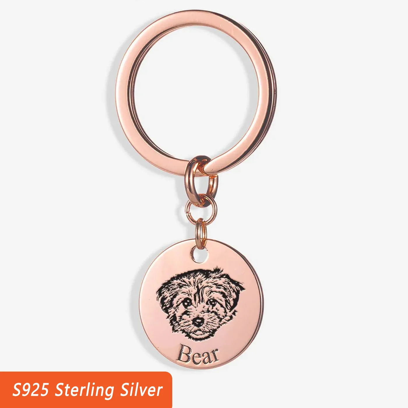 Sterling Silver Custom Dog Face Keychain