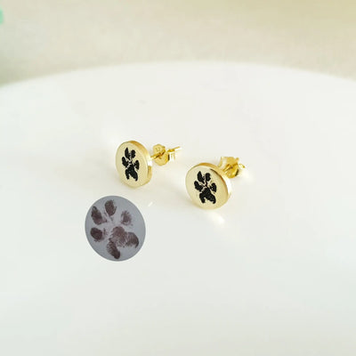 Custom Pet Paw Print Stud Earrings