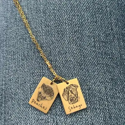 iPetprints Custom Dog Portrait Tag Necklace