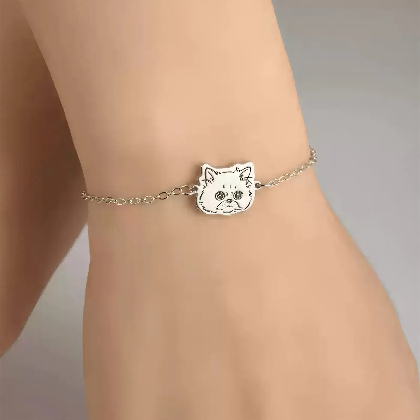 Dog Memorial Bracelet Hand Drawn Cat Face Bracelet