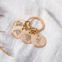 Four Personalized Pet Portrait Keychains Gold