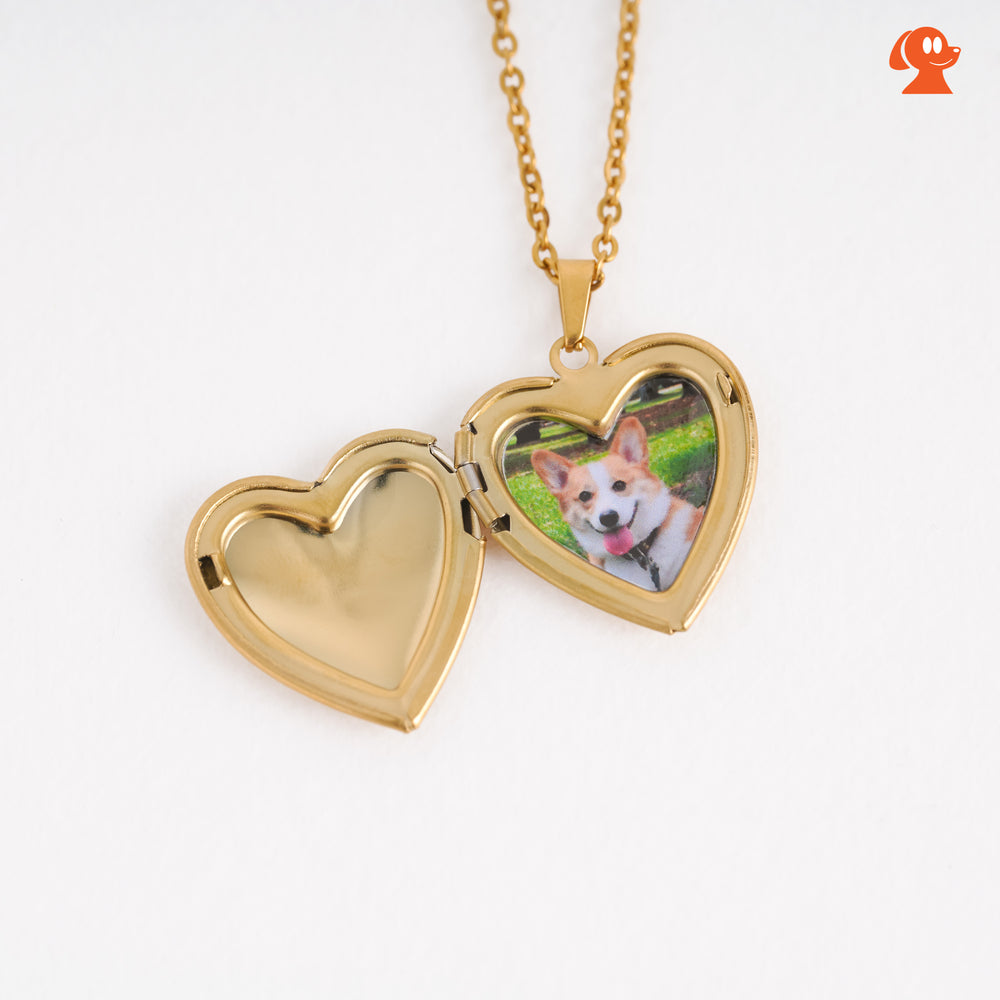 iPetprints Custom Pet Portrait Locket Heart Necklace