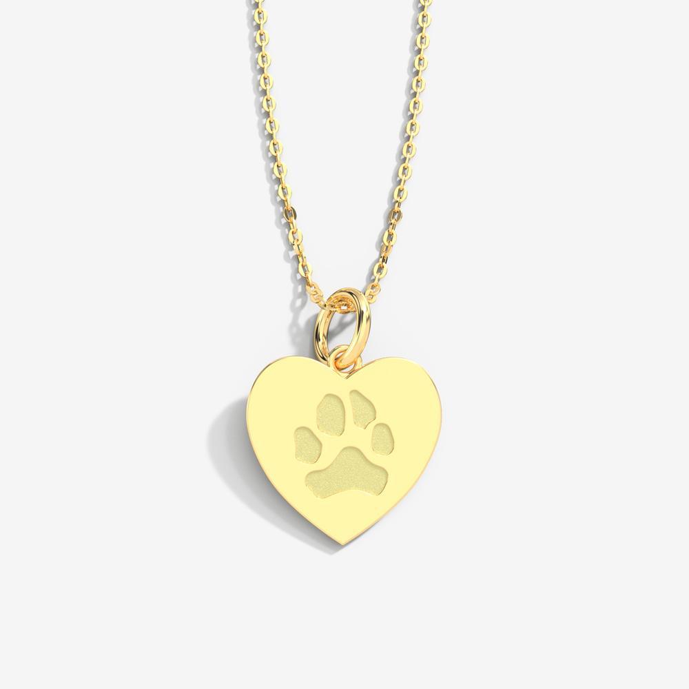 Paw and heart necklace gold