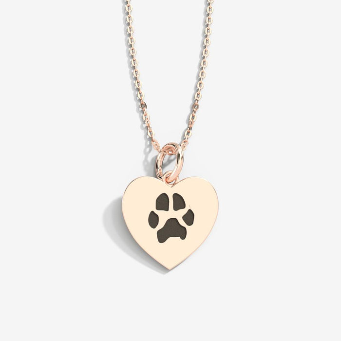 Paw and heart necklace rose gold