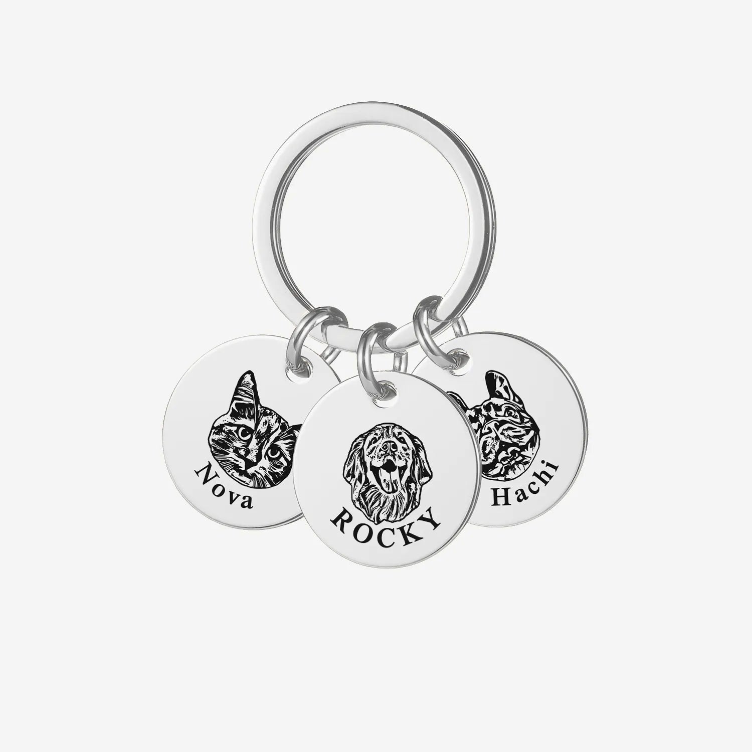 Pet Face Keychain Shallow Engraving