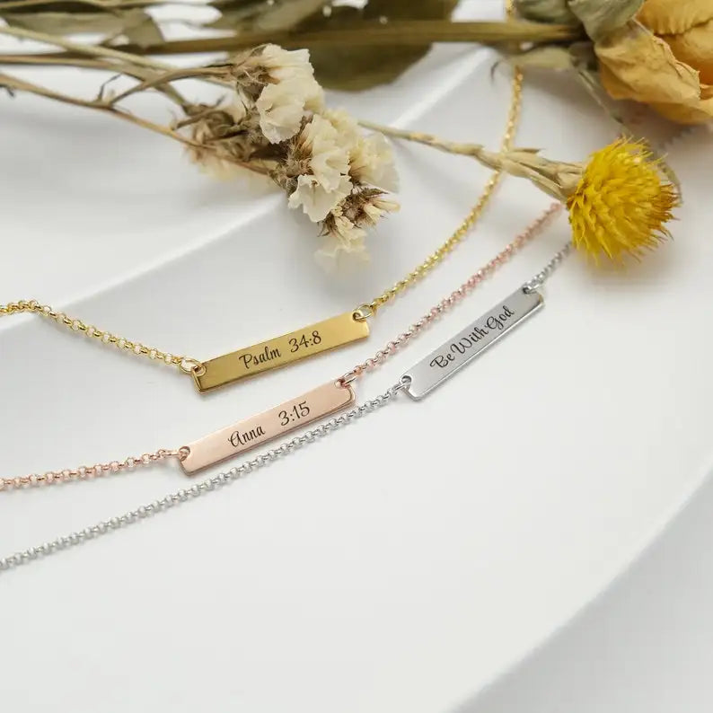 iPetprints Personalized Engraved Bar Necklace