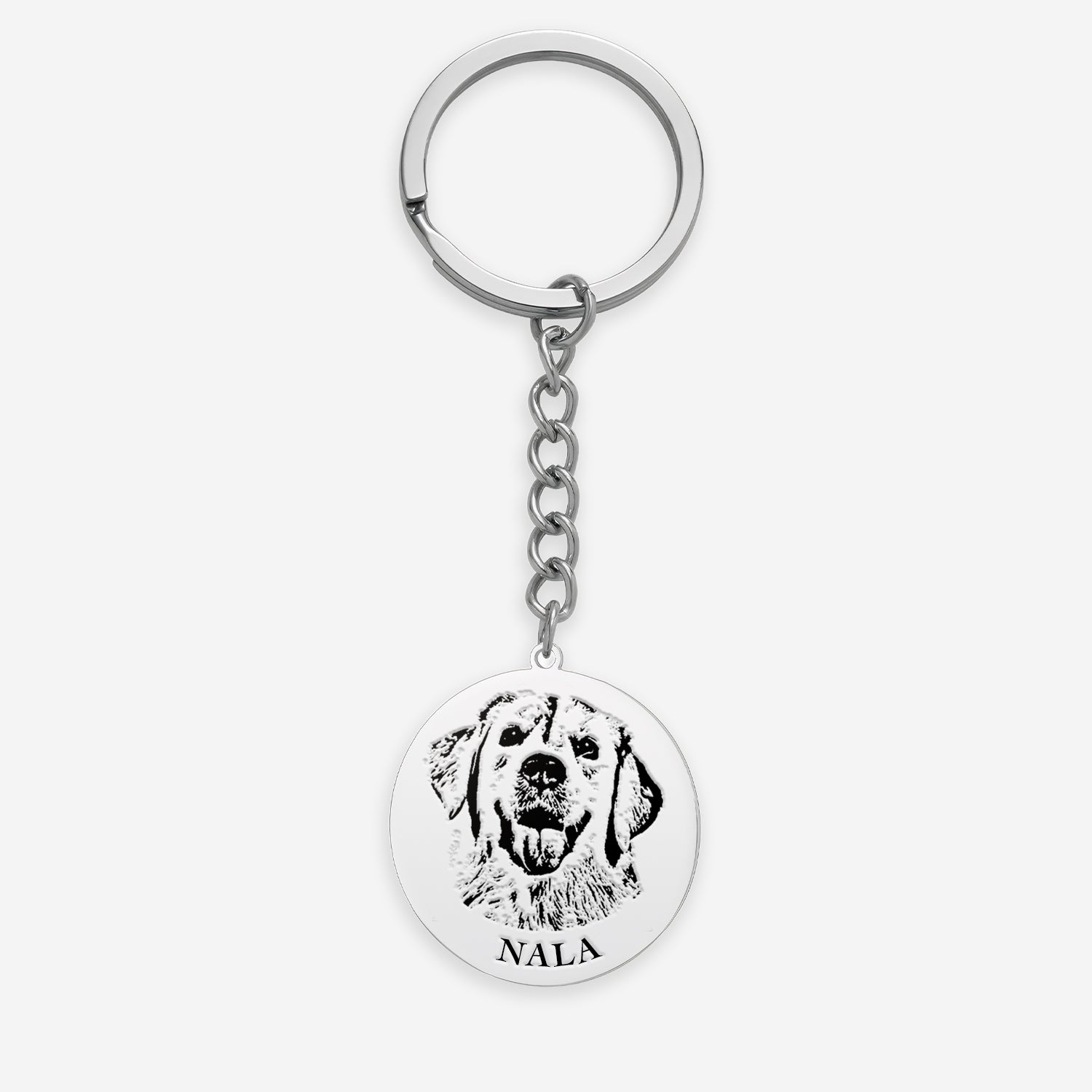 Pet Portrait Custom Name Keychain