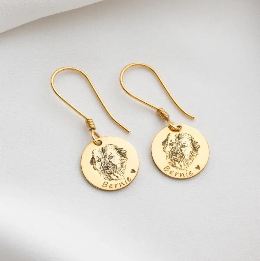 Pet Photo Earrings with Name