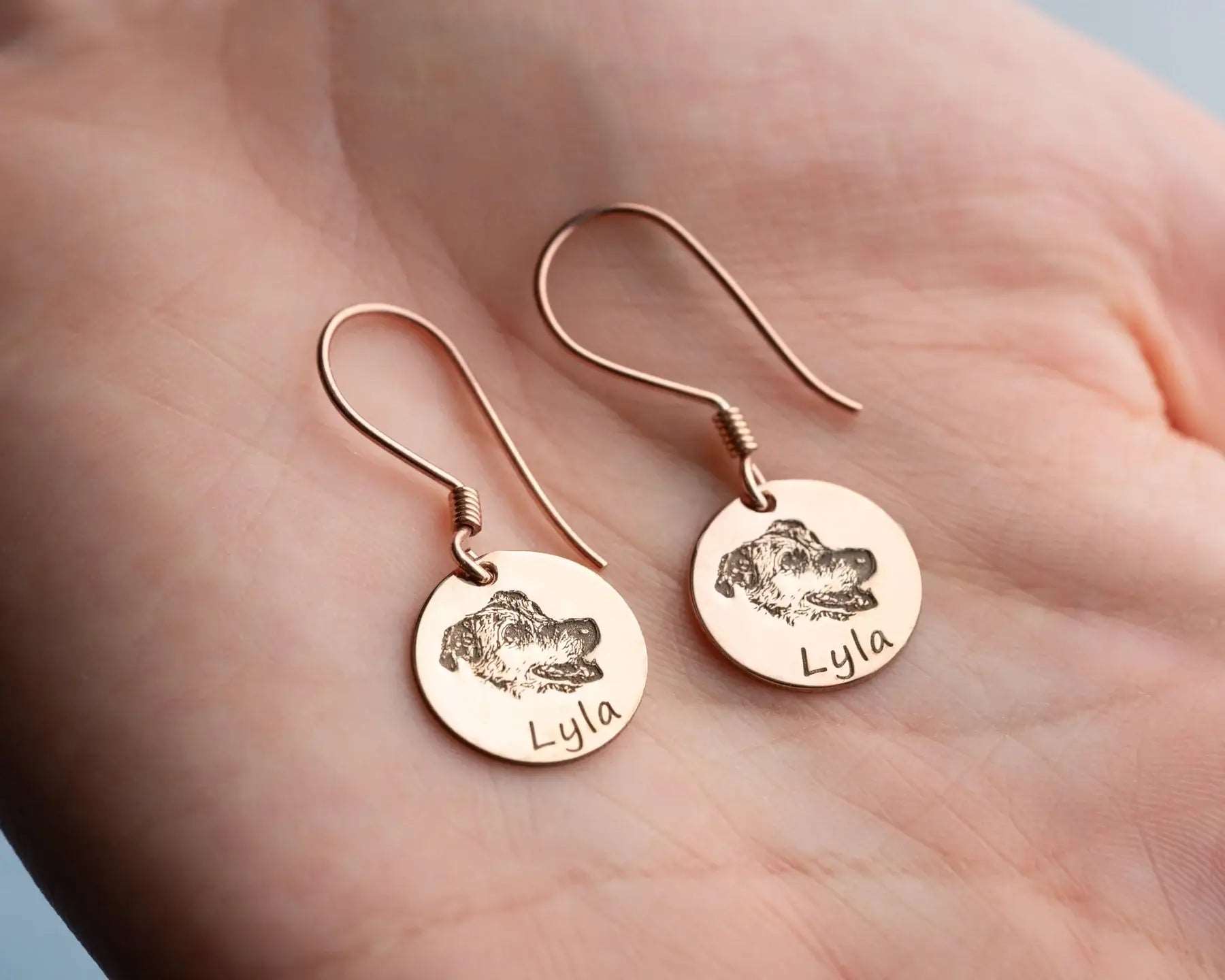 Pet Photo Earrings with Name