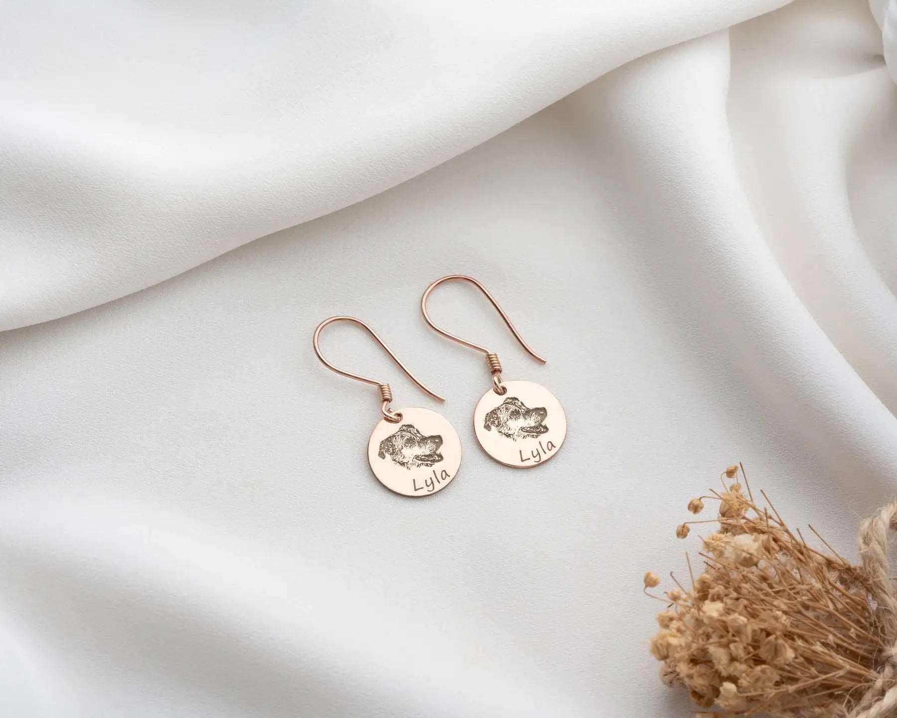 Pet Photo Earrings with Name