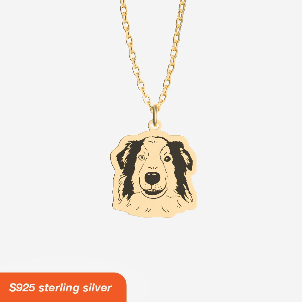 Personalized Drawings Engraved Pet Portraits Custom Necklace