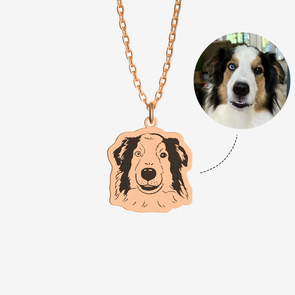 Personalized Drawings Engraved Pet Portraits Custom Necklace