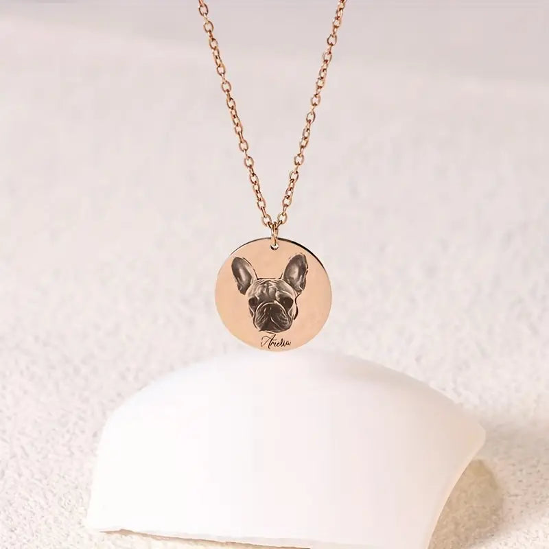 Cat Tags, Tilted Feeder Bowl, Plush Round Hooded Cat Bed, Portrait Necklace(4-piece set)