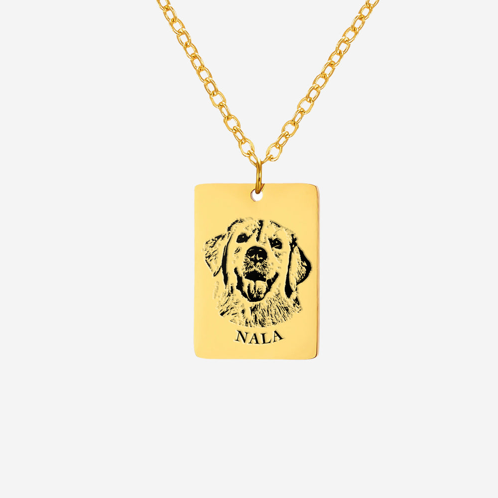 Custom Dog Portrait Tag Necklace