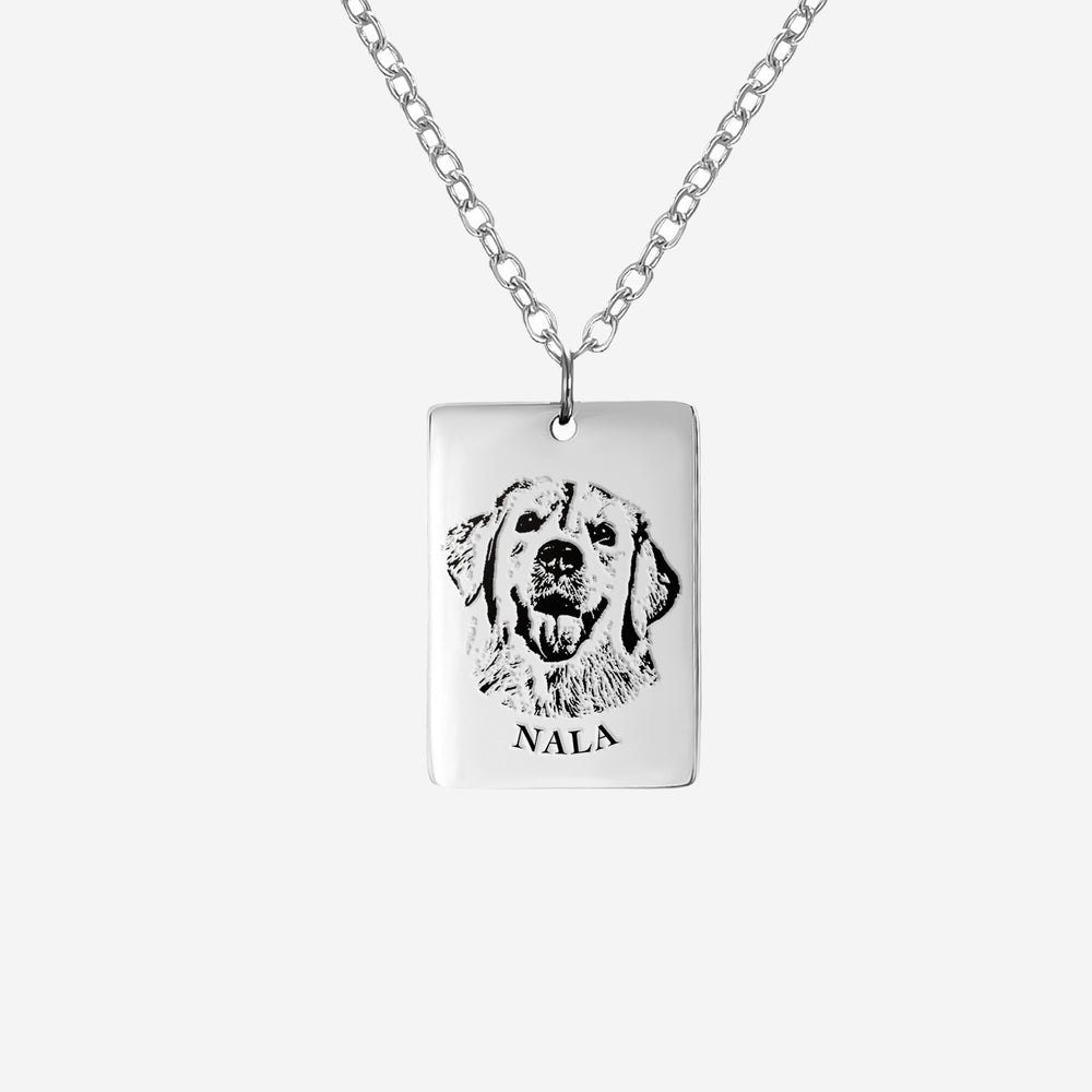 Custom Dog Portrait Tag Necklace