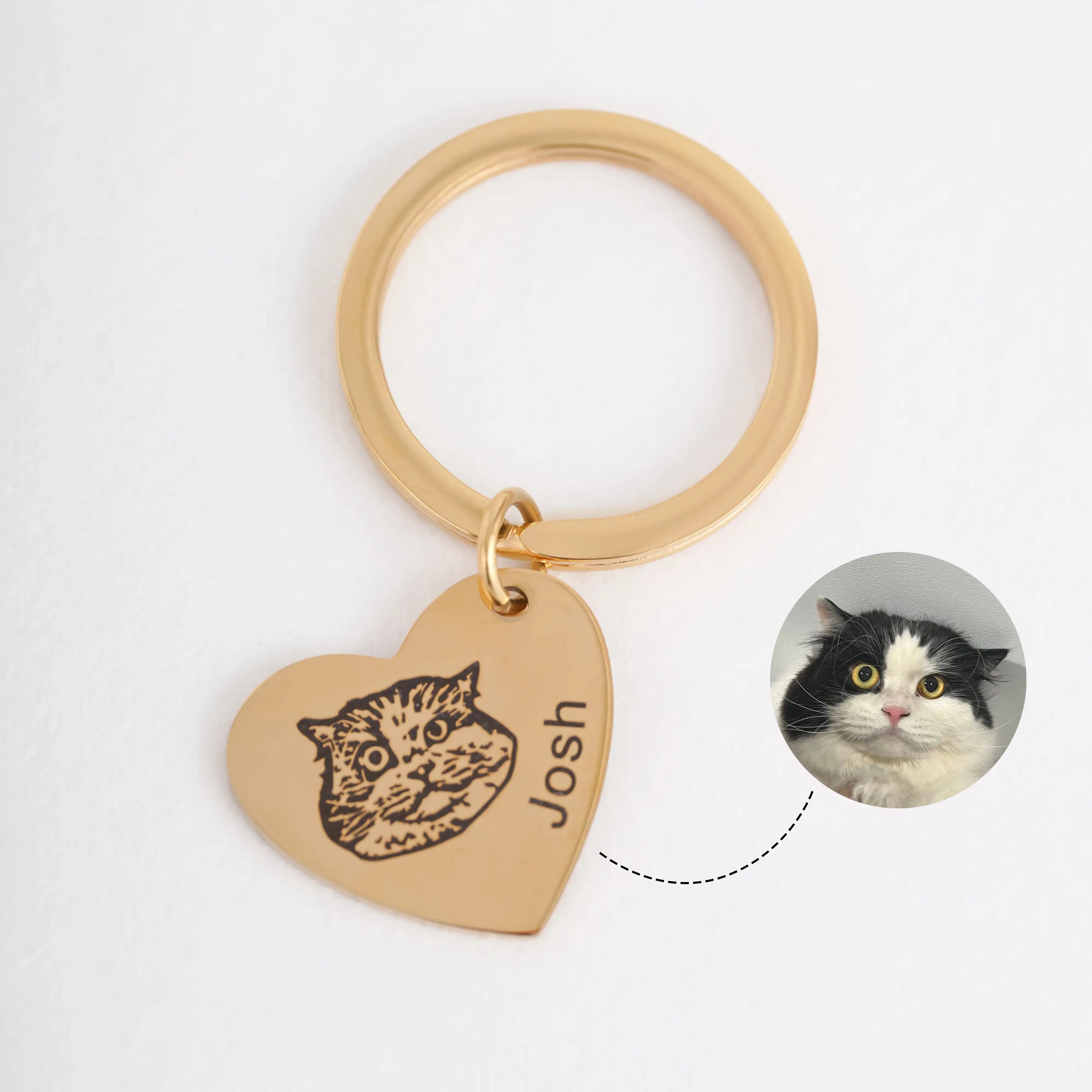 Personalized Pet Keychain Heart Pendant