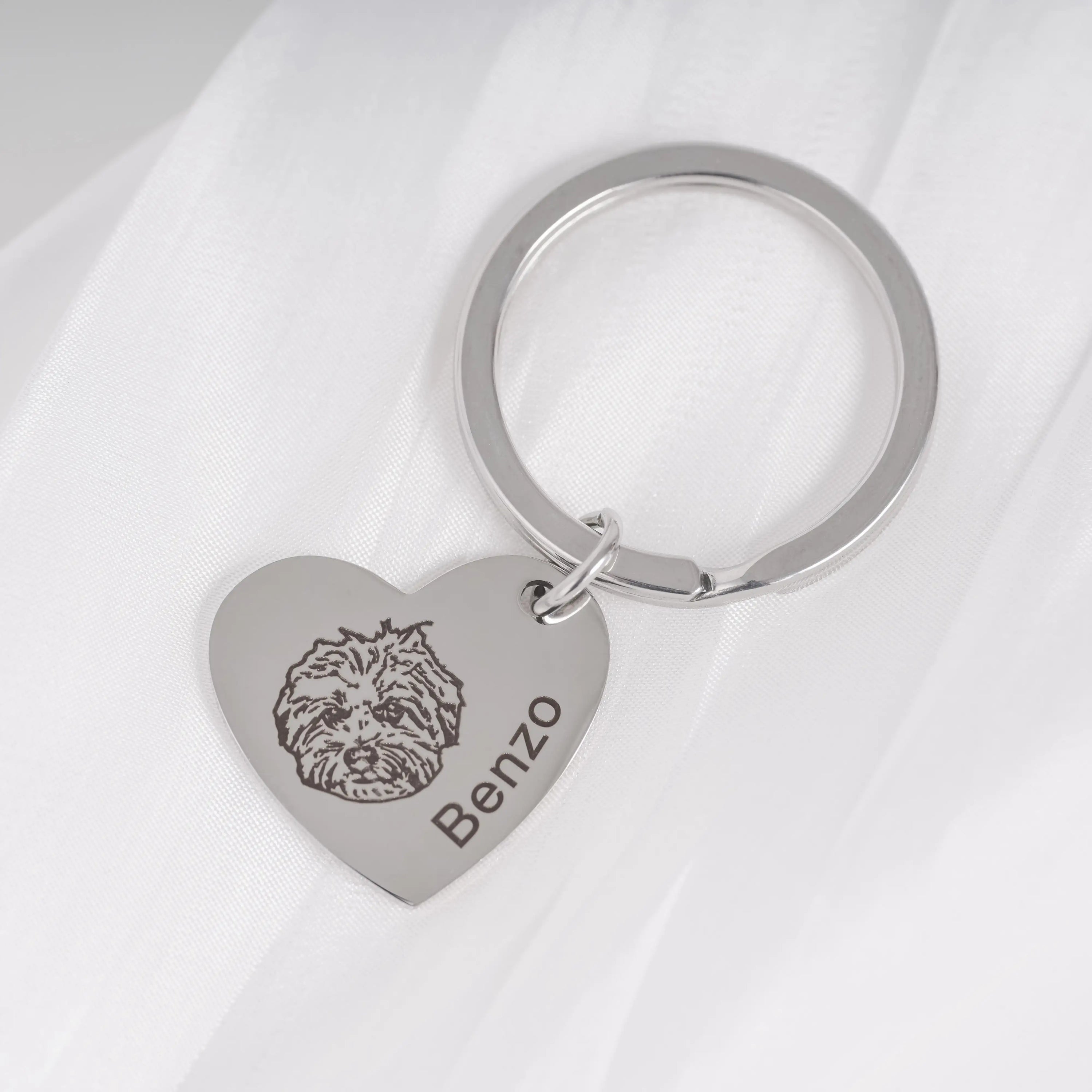 Personalized Pet Keychain Heart Pendant