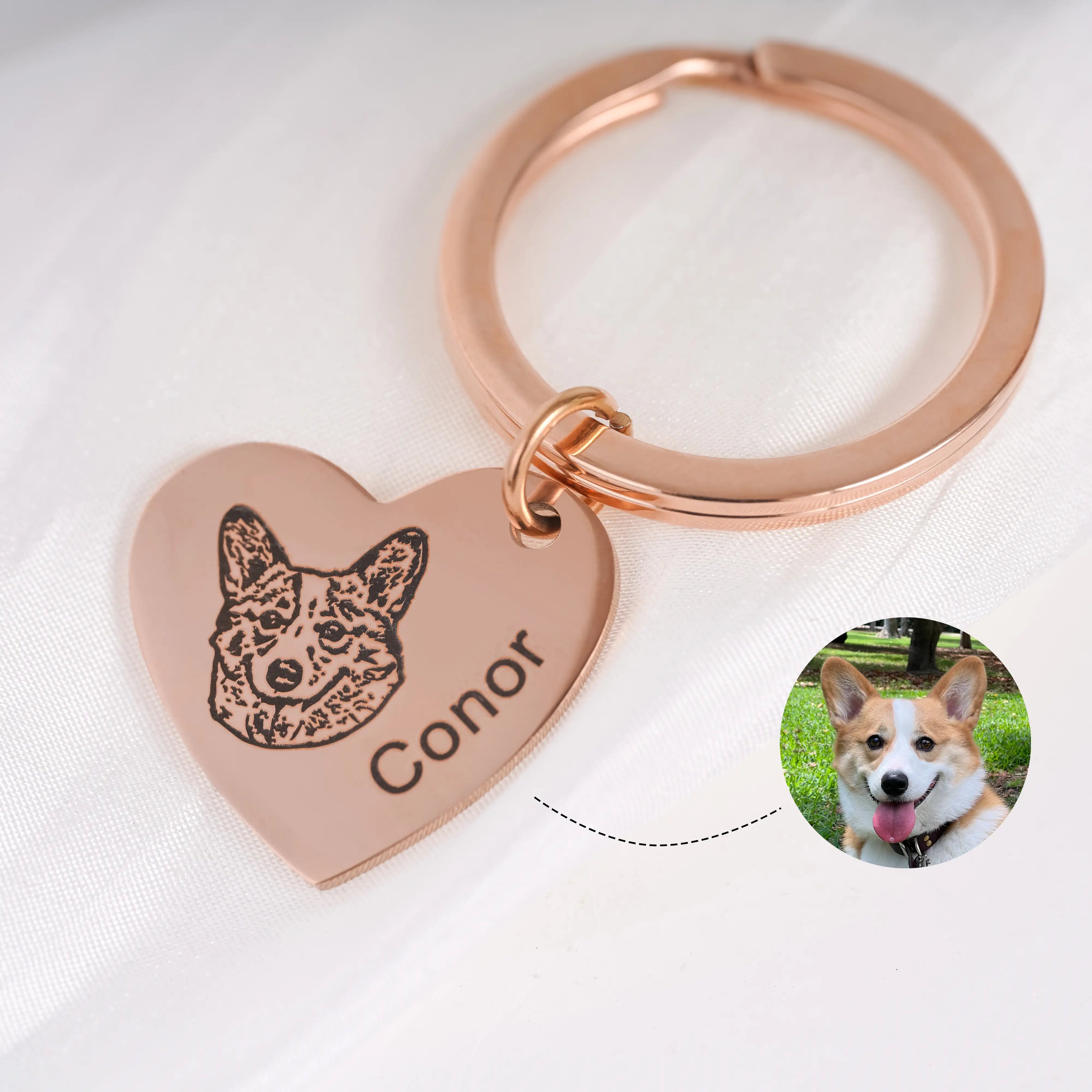 Personalized Pet Keychain Heart Pendant