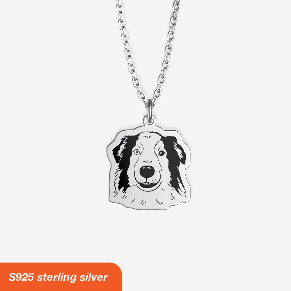 Personalized Drawings Engraved Pet Portraits Custom Necklace