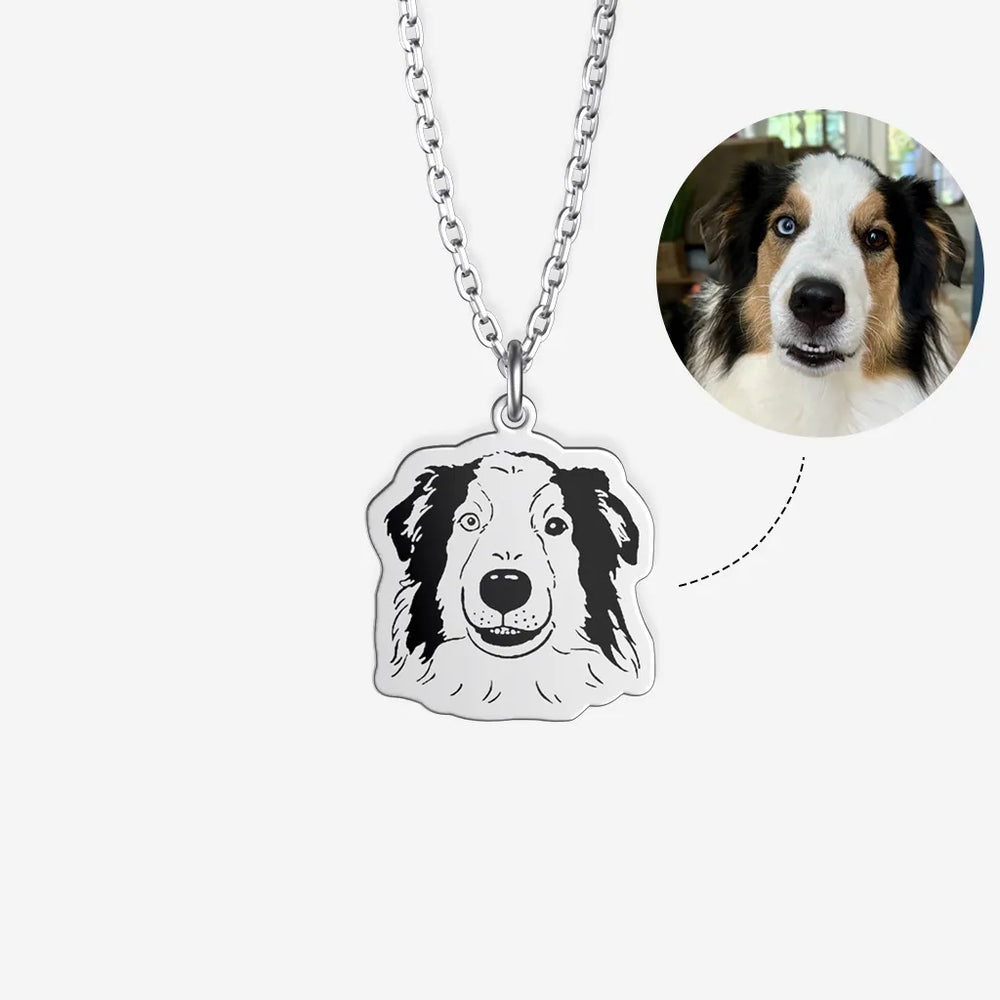 Personalized Drawings Engraved Pet Portraits Custom Necklace