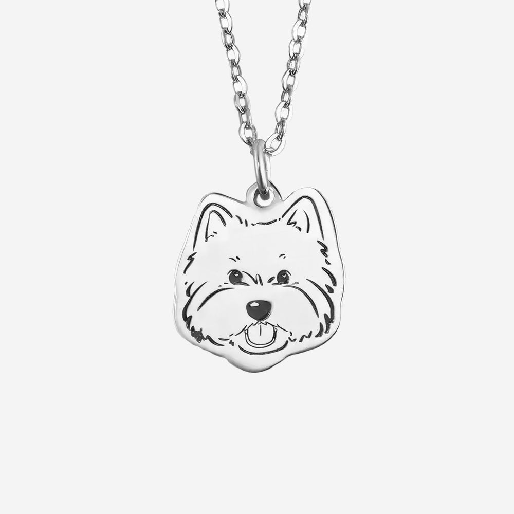 Sterling Silver Drawings Engraved Pet Portraits Custom Necklace