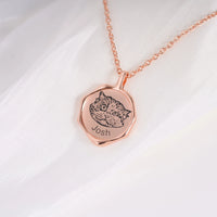 Cat necklace with picture and name rose gold